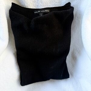 Ralph Lauren Black Waffle- knit 100% Cashmere Sweater